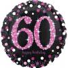 Folija balon 60 let, Happy Birthday Pink