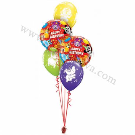 Dekoracija iz balonov Happy Birthday pisana