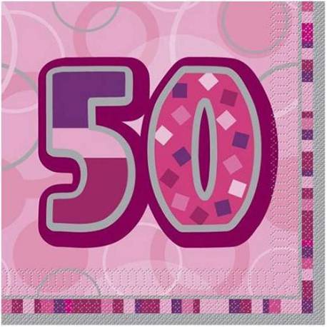 Serviete za 50 rojstni dan, Bleščeča Pink