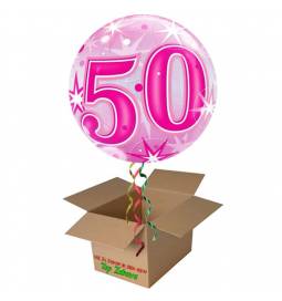 Napihnjen Bubble balon Stars 40 let, pink