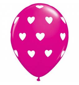 Pink baloni z belimi srci 10/1