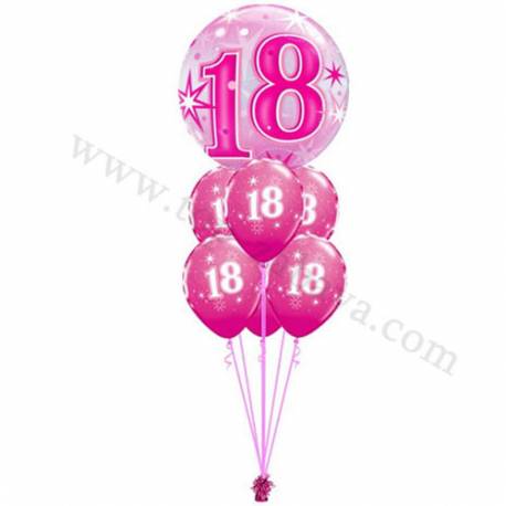 Dekoracija iz balonov za 18 let, bubble pink