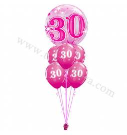 Dekoracija iz balonov za 30 let, bubble pink