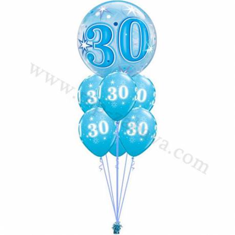 Dekoracija iz balonov 30 let, bubble pink