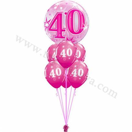 Dekoracija iz balonov za 40 let, bubble pink