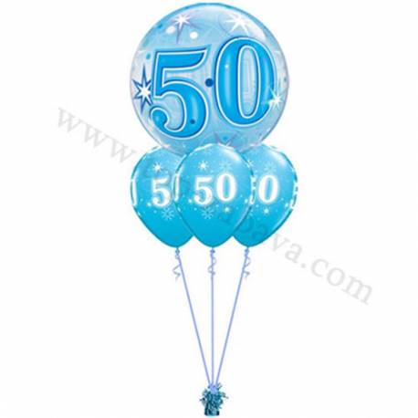 Dekoracija iz balonov za 50 let, bubble modra