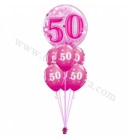 Dekoracija iz balonov za 50 let, bubble pink