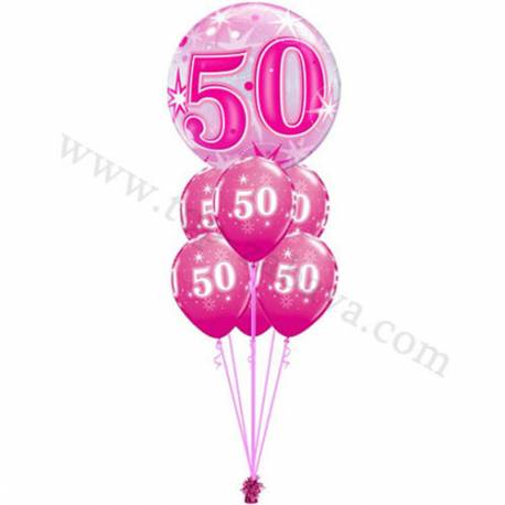 Dekoracija iz balonov za 50 let, bubble pink