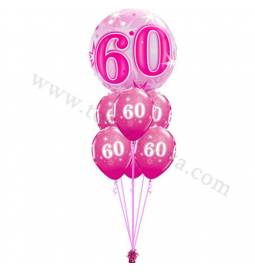 Dekoracija iz balonov za 60 let, bubble pink