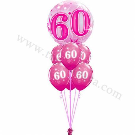 Dekoracija iz balonov za 60 let, bubble pink