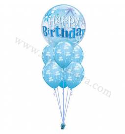 Dekoracija iz balonov Happy Birthday modra