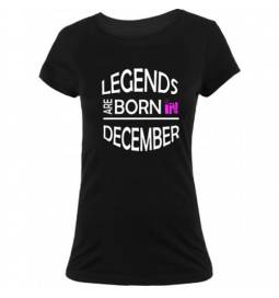 Ženska majica za rojstni dan, legende December, črna